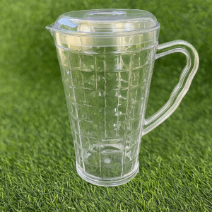 Transparent Plastic Water Jug with Lid – 2.5L Capacity, 22cm Height, 14cm Diameter | Diamond Pattern Pitcher for Juice, Water, Milk & Beverages