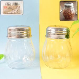 Apex Oregano & Chilli Flakes Dispenser Set – 2 Pcs Plastic Spice Shaker with Stainless Steel Lid