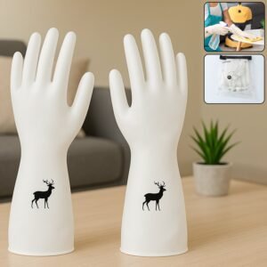 Reusable Deer Print Rubber Cleaning Gloves (1 Pair )