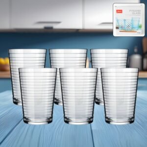 Apex Pyramid Design Unbreakable Plastic Glass – 300 ML