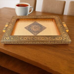 Premium Antique-Style Rajwadi Decorative Serving Tray – 40x26 cm