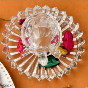 Elegant Crystal-Style Glass Bowl & Plate Set | Decorative & Serving Set – 2 Pcs