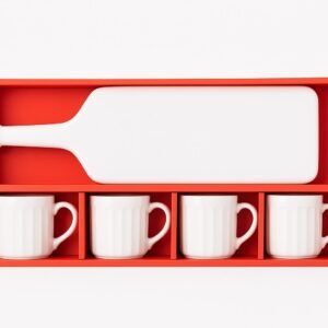 Elegant White Ceramic Mug & Tray Gift Set – 5 Piece Tea/Coffee Serving Combo