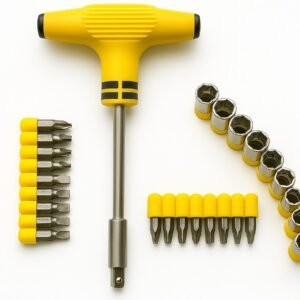 🛠️ 24PCS Complete Tool Set Includes sockets, bits & T-handle for versatile use