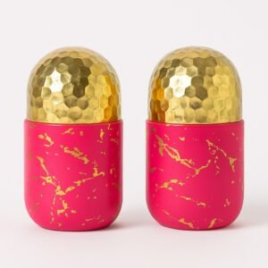 💖 Glam Pink & Gold Glass Containers – Set of 2 💖